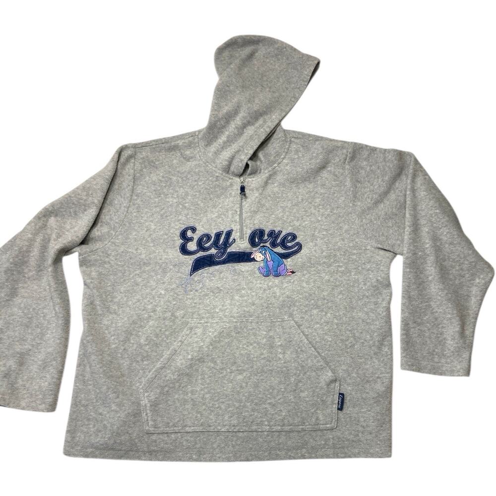 Vintage Eeyore Disney Embroidered Hoodie Missy Size XL Gray